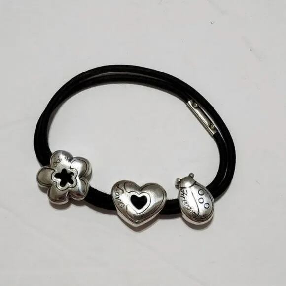 BRIGHTON mixed metals bug, heart,‎ and flower hair elastic - Picture 1 of 3